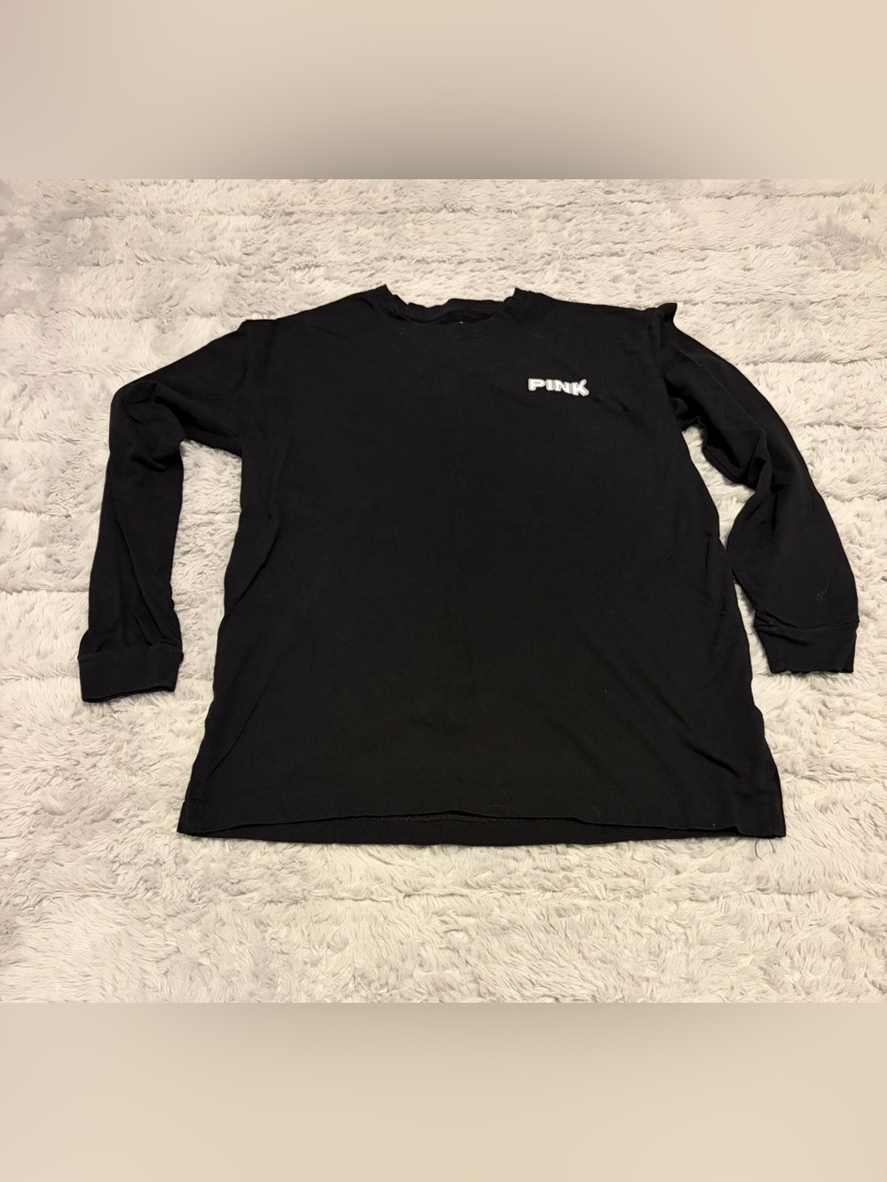 Victoria's Secret PINK Black Long-Sleeve Crewneck Shirt